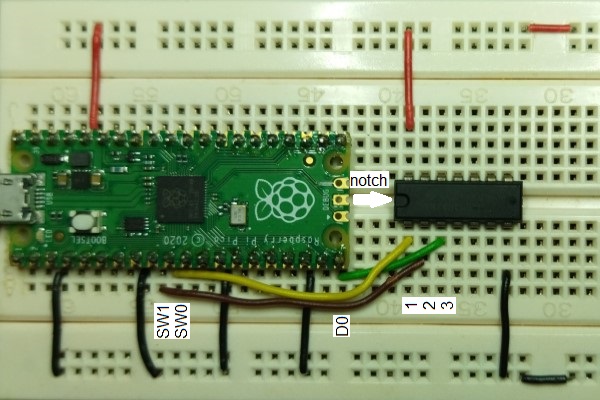 74HC08 to Pico Breadboard connections